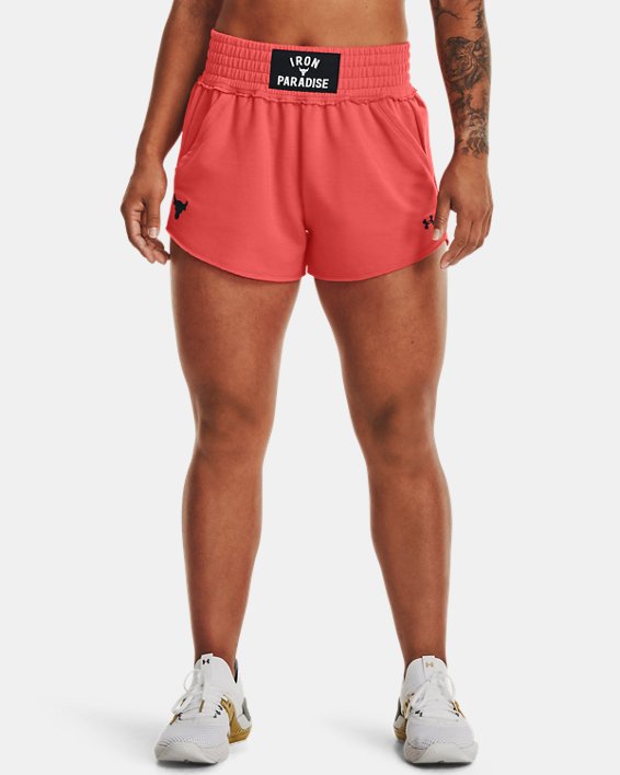 Women's Project Rock Terry Shorts, Red, pdpMainDesktop image number 0